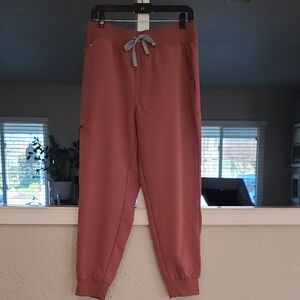 Figs Zamora High Waisted Jogger Scrub Pants Mauve Women's PETITE Large